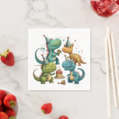 Serviette En Papier Joyeux dinosaures d'anniversaire (En situation)
