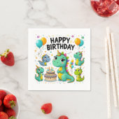 Serviette En Papier Joyeux dinosaures d'anniversaire (En situation)