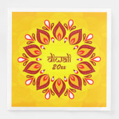 Serviette En Papier Joyeux Diwali Ajouter année Jaune Rouge (Devant)