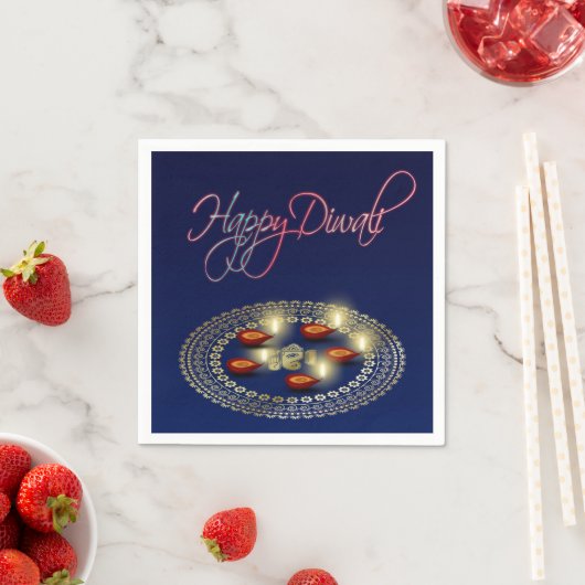 Serviette En Papier Joyeux Diwali Ganesha Rangoli - Papier Napkin (En situation)
