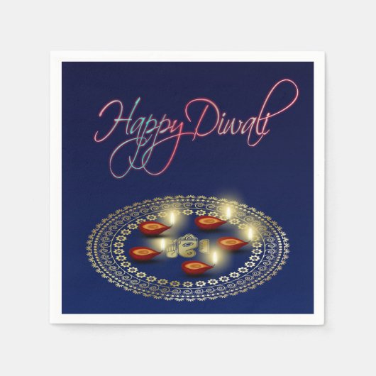 Serviette En Papier Joyeux Diwali Ganesha Rangoli - Papier Napkin (Devant)