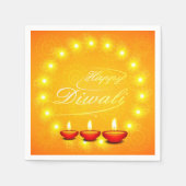 Serviette En Papier Joyeux Diwali Jaune Cocktail (Devant)