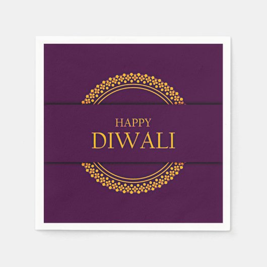 Serviette En Papier Joyeux Diwali violet or élégant moderne (Devant)