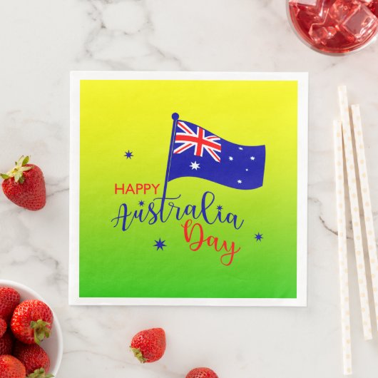Serviette En Papier Joyeux drapeau Australie Jour Or Vert Grand (En situation)