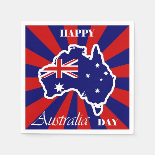 Serviette En Papier Joyeux drapeau australien de la fête australienne (Devant)