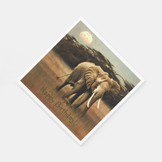Serviette En Papier Joyeux éléphant d'anniversaire (Coin)