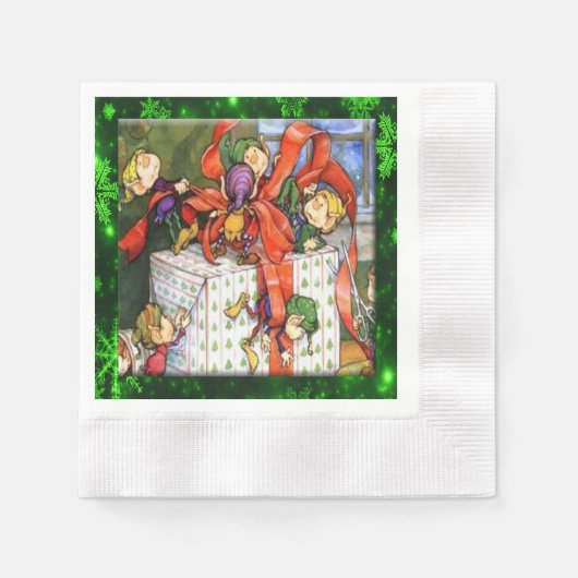 Serviette En Papier Joyeux Elfes Envelopper présent Cocktail Papier Na (Devant)
