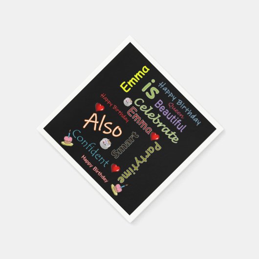 Serviette En Papier Joyeux Emma en papier d'anniversaire (Coin)