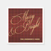 Serviette En Papier Joyeux et brillant Buffalo Plaid Fête de Noël de f (Devant)
