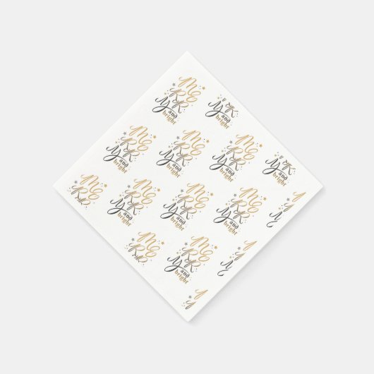 Serviette En Papier Joyeux et brillant Noël Joyeux Script or (Coin)