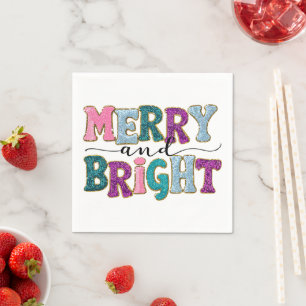 Serviette En Papier Joyeux et brillant Noël Parties scintillant
