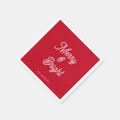 Serviette En Papier Joyeux et brillant papier de Noël rouge (Coin)