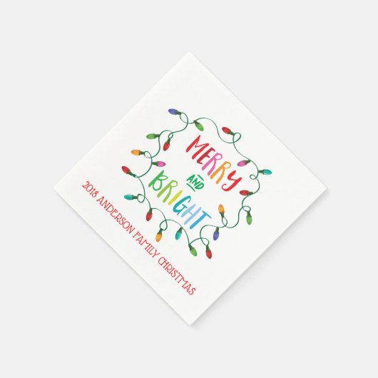 Serviette En Papier Joyeux et brillants feux de Noël (Coin)