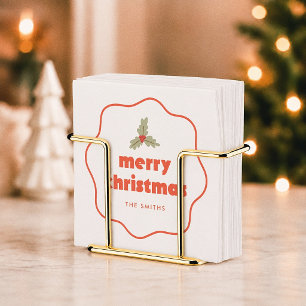 Serviette En Papier Joyeux et Lumineux Cadre Ondoyant Noël