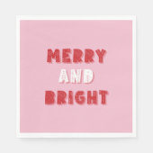 Serviette En Papier Joyeux et lumineux, Joyeux Noël, Noël, Rose (Devant)
