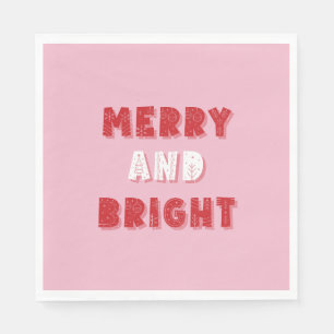 Serviette En Papier Joyeux et lumineux, Joyeux Noël, Noël, Rose