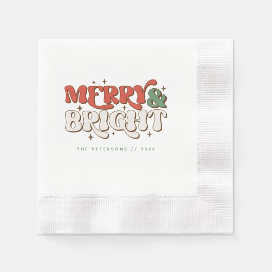 Serviette En Papier Joyeux et lumineux Noël rétro (Devant)