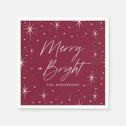 Serviette En Papier Joyeux et lumineux Script Bourgogne (Devant)