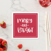 Serviette En Papier Joyeux Et Lumineux Script Festif Red Holiday (En situation)
