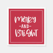 Serviette En Papier Joyeux Et Lumineux Script Festif Red Holiday (Devant)