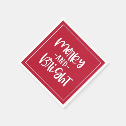 Serviette En Papier Joyeux Et Lumineux Script Festif Red Holiday (Coin)