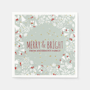 Serviette En Papier Joyeux et lumineux symboles blancs et rouges de