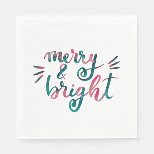 Serviette En Papier Joyeux et lumineux - vert et rose (Devant)