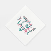 Serviette En Papier Joyeux et lumineux - vert et rose (Coin)