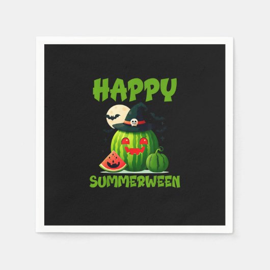 Serviette En Papier Joyeux été pastèque Jack-O-Lantern (Devant)