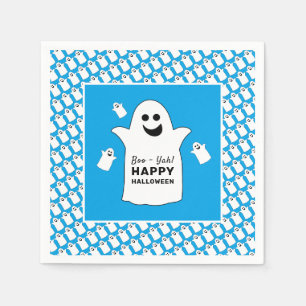 Serviette En Papier Joyeux Fantôme, fête d'Halloween bleue