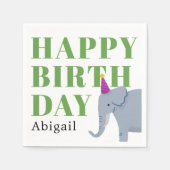 Serviette En Papier Joyeux fête d'anniversaire Animal Elephant avec no (Devant)