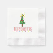 Serviette En Papier Joyeux feu à cordes d'arbre de Noël (Devant)