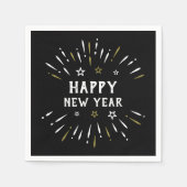 Serviette En Papier Joyeux feu d'artifice Black White Gold Stars (Devant)