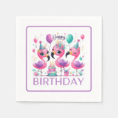 Serviette En Papier Joyeux Flamants roses d'anniversaire (Devant)