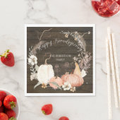 Serviette En Papier Joyeux Friendsgiving Rustic Fall Citrouille Floral (En situation)