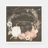 Serviette En Papier Joyeux Friendsgiving Rustic Fall Citrouille Floral (Devant)