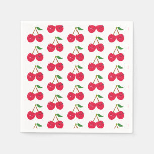 Serviette En Papier Joyeux Fruit de Cerise Mignon Souriant