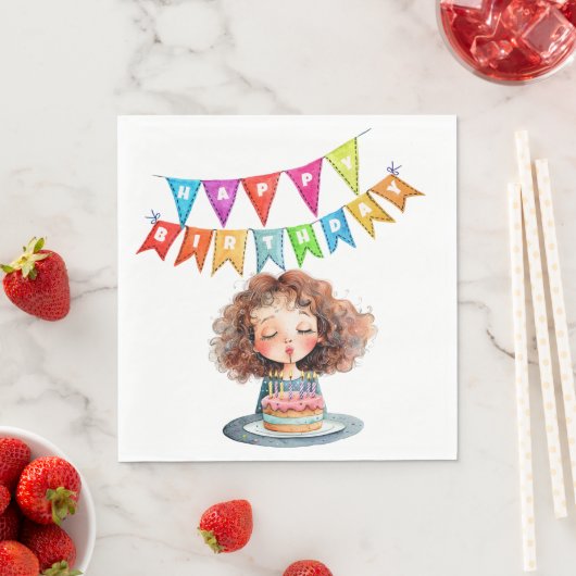 Serviette En Papier Joyeux gâteau d'anniversaire (En situation)