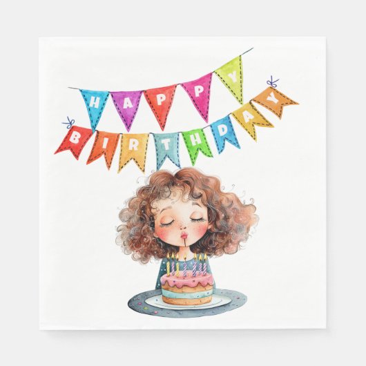 Serviette En Papier Joyeux gâteau d'anniversaire (Devant)