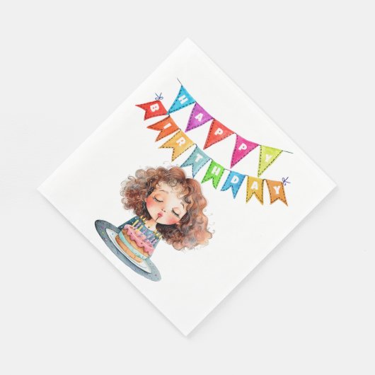 Serviette En Papier Joyeux gâteau d'anniversaire (Coin)