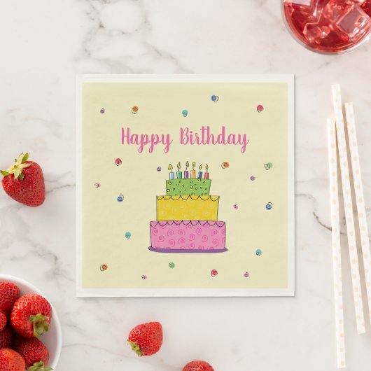 Serviette En Papier Joyeux gâteau d'anniversaire bougie Whimsical (En situation)