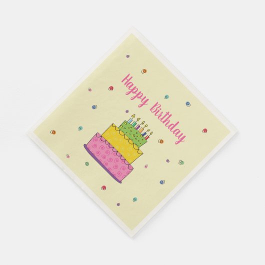 Serviette En Papier Joyeux gâteau d'anniversaire bougie Whimsical (Coin)