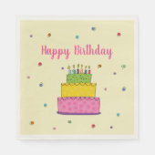 Serviette En Papier Joyeux gâteau d'anniversaire bougie Whimsical (Devant)