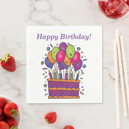 Serviette En Papier Joyeux gâteau d'anniversaire serviettes #1 (En situation)