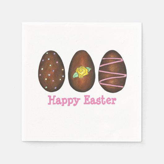 Serviette En Papier Joyeux gâteaux aux oeufs au chocolat de Pâques (Devant)