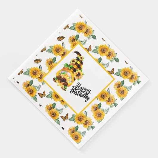 Serviette En Papier Joyeux Gnome d'anniversaire (Coin)