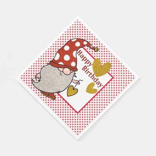 Serviette En Papier Joyeux Gnome d'anniversaire (Coin)