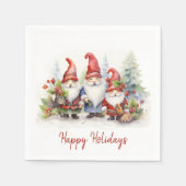 Serviette En Papier Joyeux Gnomes De Vacances Dans Les Snowflakes (Devant)