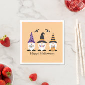 Serviette En Papier Joyeux Gnomes d'Halloween violet orange (En situation)