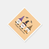 Serviette En Papier Joyeux Gnomes d'Halloween violet orange (Coin)